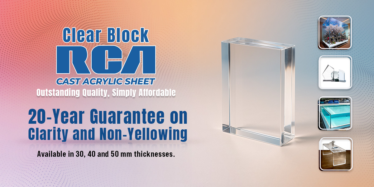 RCA Clear Acrylic Blocks — 30mm, 40mm, 50mm.